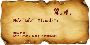 Máté Aladár névjegykártya